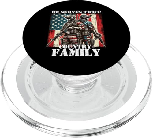 Er dient zweimal dem Militärveteranen des Landes und der Familie, Vater, Vater PopSockets PopGrip für MagSafe Er dient zweimal dem Militärveteranen des Landes und der Familie, Vater, Vater PopSockets PopGrip für MagSafe von Veteran Dad Hero Apparel.USA