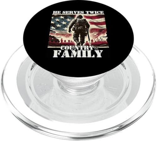 Er dient zweimal dem Militärveteranen des Landes und der Familie, Vater, Vater PopSockets PopGrip für MagSafe Er dient zweimal dem Militärveteranen des Landes und der Familie, Vater, Vater PopSockets PopGrip für MagSafe von Veteran Dad Hero Apparel.USA