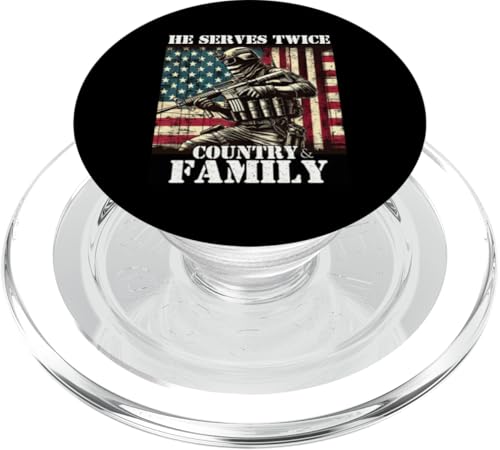 Er dient zweimal dem Militärveteranen des Landes und der Familie, Vater, Vater PopSockets PopGrip für MagSafe Er dient zweimal dem Militärveteranen des Landes und der Familie, Vater, Vater PopSockets PopGrip für MagSafe von Veteran Dad Hero Apparel.USA