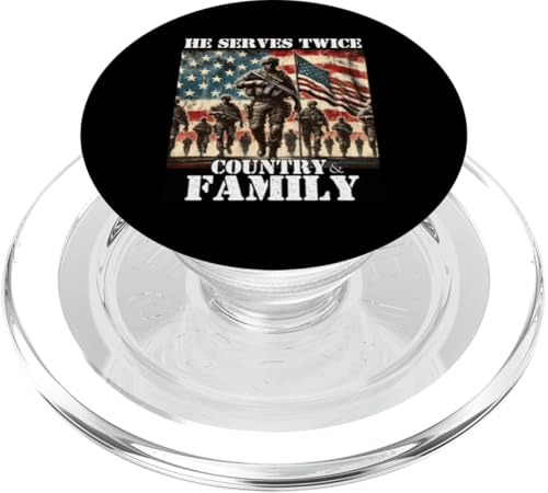Er dient zweimal dem Militärveteranen des Landes und der Familie, Vater, Vater PopSockets PopGrip für MagSafe Er dient zweimal dem Militärveteranen des Landes und der Familie, Vater, Vater PopSockets PopGrip für MagSafe von Veteran Dad Hero Apparel.USA