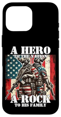 Held der Nation Ein Stein für seine Familie, Militärvater, Vater Hülle für iPhone 16 Pro Max Held der Nation Ein Stein für seine Familie, Militärvater, Vater Hülle für iPhone 16 Pro Max von Veteran Dad Hero Apparel.USA