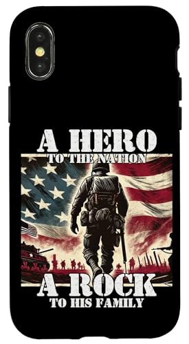 Held der Nation Ein Stein für seine Familie, Militärvater, Vater Hülle für iPhone X/XS von Veteran Dad Hero Apparel.USA