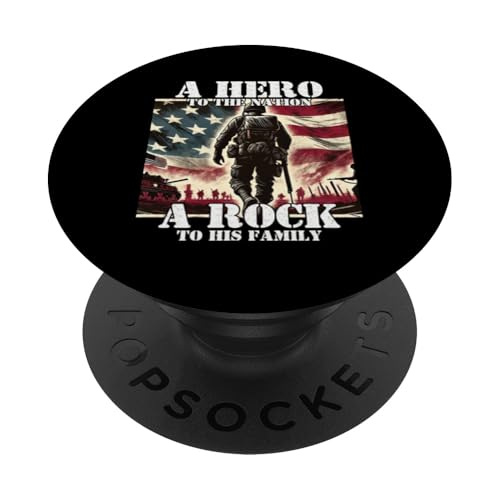 Held der Nation Ein Stein für seine Familie, Militärvater, Vater PopSockets Klebender PopGrip Held der Nation Ein Stein für seine Familie, Militärvater, Vater PopSockets Klebender PopGrip von Veteran Dad Hero Apparel.USA