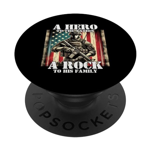 Held der Nation Ein Stein für seine Familie, Militärvater, Vater PopSockets Klebender PopGrip von Veteran Dad Hero Apparel.USA