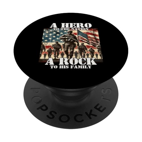 Held der Nation Ein Stein für seine Familie, Militärvater, Vater PopSockets Klebender PopGrip Held der Nation Ein Stein für seine Familie, Militärvater, Vater PopSockets Klebender PopGrip von Veteran Dad Hero Apparel.USA