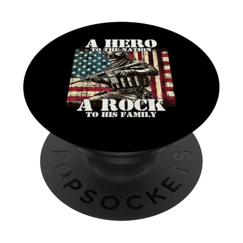 Held der Nation Ein Stein für seine Familie, Militärvater, Vater PopSockets Klebender PopGrip Held der Nation Ein Stein für seine Familie, Militärvater, Vater PopSockets Klebender PopGrip von Veteran Dad Hero Apparel.USA