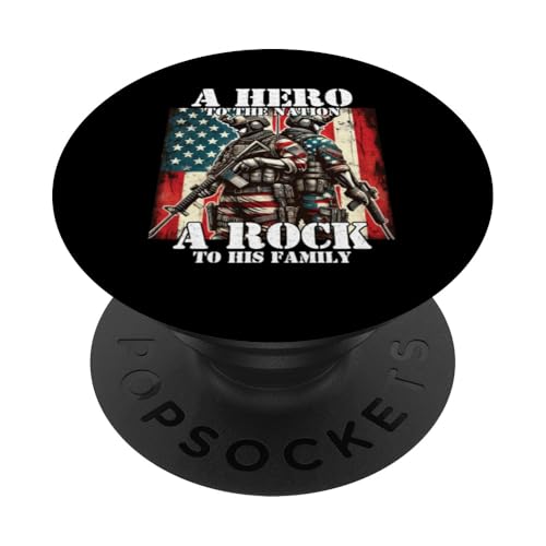 Held der Nation Ein Stein für seine Familie, Militärvater, Vater PopSockets Klebender PopGrip Held der Nation Ein Stein für seine Familie, Militärvater, Vater PopSockets Klebender PopGrip von Veteran Dad Hero Apparel.USA