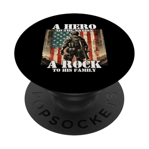 Held der Nation Ein Stein für seine Familie, Militärvater, Vater PopSockets Klebender PopGrip Held der Nation Ein Stein für seine Familie, Militärvater, Vater PopSockets Klebender PopGrip von Veteran Dad Hero Apparel.USA