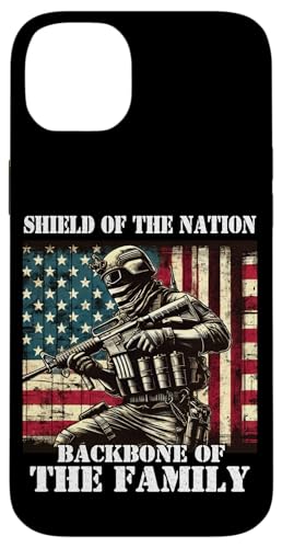 Schild Das Rückgrat der Familie, das Rückgrat der Familie, der Militärvater, der Vater Hülle für iPhone 14 Plus von Veteran Dad Hero Apparel.USA