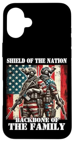 Schild Das Rückgrat der Familie, das Rückgrat der Familie, der Militärvater, der Vater Hülle für iPhone 16 Plus von Veteran Dad Hero Apparel.USA