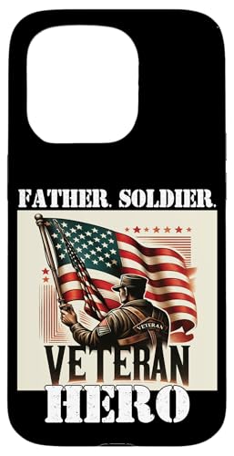 Stolzer Veteran Vater Soldat Held Militär Veteranen Papa Papa Hülle für iPhone 15 Pro von Veteran Dad Hero Apparel.USA