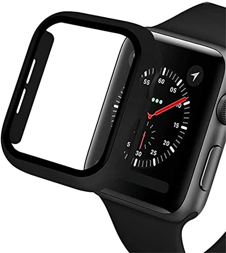 VeveXiao Kompatibel mit Apple Watch Serie 7, 41 mm Displayschutzfolie, iWatch PC Case PET Folie Rundum-Schutz Abdeckung für iWatch 7 Smartwatch Zubehör (schwarz, 41 mm) von VeveXiao
