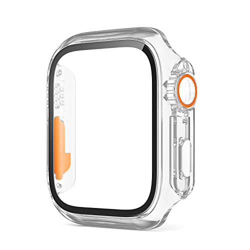 VeveXiao Kompatibel mit Apple Watch Series 8 7 41 mm Displayschutzfolie Wechsel zu Ultra, PC-Hülle aus gehärtetem Glas Film Bumper Schutzhülle für iWatch 41 mm Serie 8 7, transparent, durchsichtig von VeveXiao