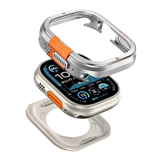 VeveXiao Luxuriöse, robuste 2-in-1-Metallhülle, kompatibel mit Apple Watch Ultra 2 49 mm, stoßfeste Schutzhülle für Damen und Herren, silberfarben, Ultra 2/1, 49 mm VeveXiao Luxuriöse, robuste 2-in-1-Metallhülle, kompatibel mit Apple Watch Ultra 2 49 mm, stoßfeste Schutzhülle für Damen und Herren, silberfarben, Ultra 2/1, 49 mm von VeveXiao
