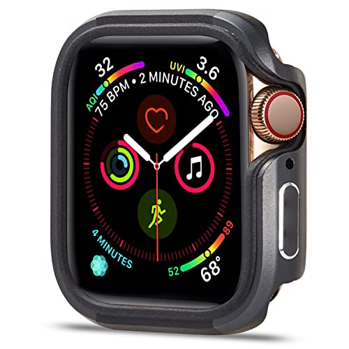 VeveXiao Robuste Uhren-Hülle, kompatibel mit Apple Watch 45 mm, Aluminium-Stoßstangen-Hülle und Silikon-Schutzhülle, stoßfest für iWatch Serie 7 Zubehör (45 mm, grau) von VeveXiao