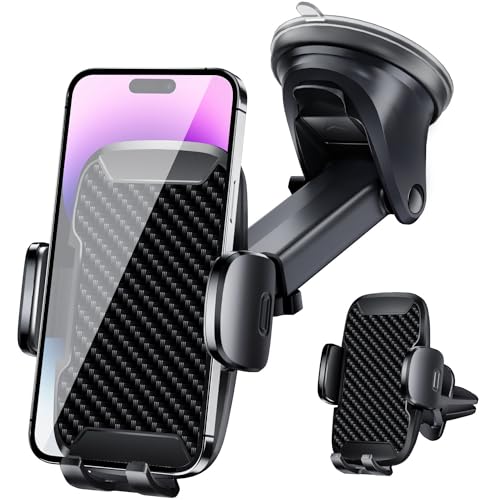 Vexloria Handyhalterung Auto, Handyhalterung Auto Lüftung Armaturenbrett Windschutzscheibe KFZ Handy Halterung mit EIN-Knopf-Release, 360° Drehbar für iPhone, Android Alle Smartphones von Vexloria