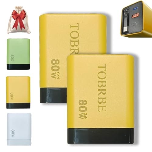 3 In 1 Gan Charger, Scalable 80w Max Fast Charger Module with Type-C Cable and 2 USB Ports, Retractable Phone Chargers Wall Plug, for iPhone, Phone, Laptops (2pcs-Yellow) von Vgpbphj