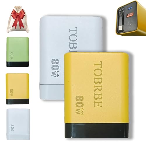 3 In 1 Gan Charger, Scalable 80w Max Fast Charger Module with Type-C Cable and 2 USB Ports, Retractable Phone Chargers Wall Plug, for iPhone, Phone, Laptops (White+Yellow) von Vgpbphj