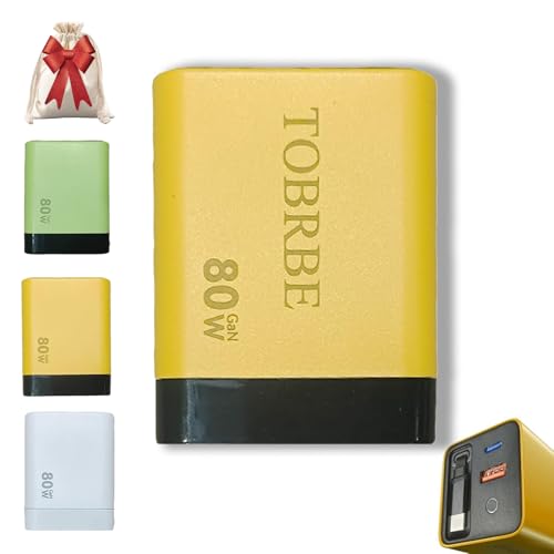 3 In 1 Gan Charger, Scalable 80w Max Fast Charger Module with Type-C Cable and 2 USB Ports, Retractable Phone Chargers Wall Plug, for iPhone, Phone, Laptops (Yellow) von Vgpbphj