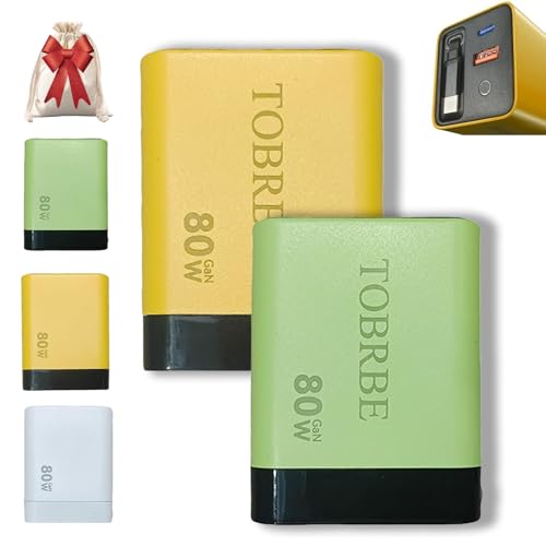 3 In 1 Gan Charger, Scalable 80w Max Fast Charger Module with Type-C Cable and 2 USB Ports, Retractable Phone Chargers Wall Plug, for iPhone, Phone, Laptops (Yellow+Green) von Vgpbphj
