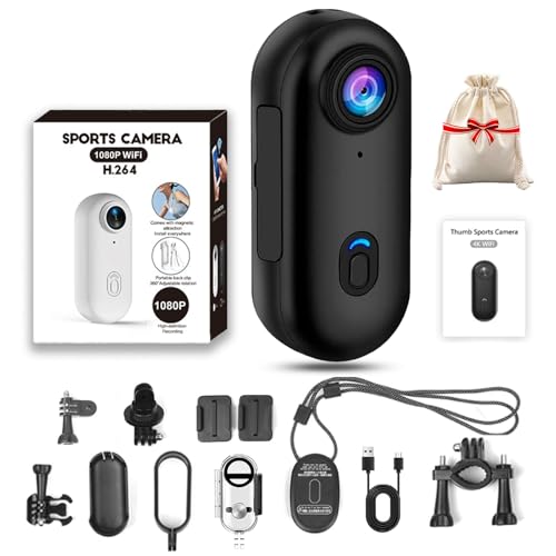 Vgpbphj Pnarma Gosnap Kamera, Magnetic Go Snap Camera, Thumb Action Camera with 360° Rotation Spring Clip, HD Action Cam 1080p/4k, for Cycling, Travel and Pets, Wearable Bodycam (Black, 1080) von Vgpbphj