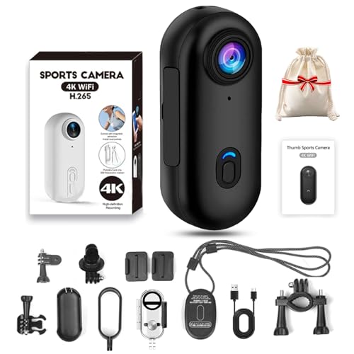 Vgpbphj Pnarma Gosnap Kamera, Magnetic Go Snap Camera, Thumb Action Camera with 360° Rotation Spring Clip, HD Action Cam 1080p/4k, for Cycling, Travel and Pets, Wearable Bodycam (Black, 4K) von Vgpbphj