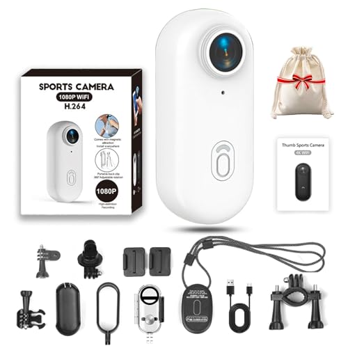 Vgpbphj Pnarma Gosnap Kamera, Magnetic Go Snap Camera, Thumb Action Camera with 360° Rotation Spring Clip, HD Action Cam 1080p/4k, for Cycling, Travel and Pets, Wearable Bodycam (White, 1080) von Vgpbphj