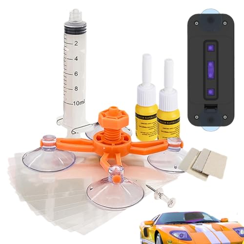 Vgvgaj Car Windschutzscheibe Reparaturset Windschutzscheiben Riss Reparaturset Windschutzscheiben Reparatur Sets Saugnapf UV-Lampe Autoglasriss Reparaturflüssigkeit von Vgvgaj