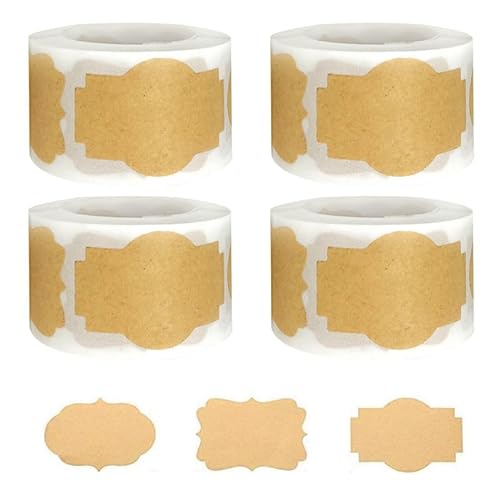 Vhger 1000 Stück Selbstklebend Kraftpapier Sticker,3 Stile Etiketten Aufkleber，Kraft Selbstgemacht Etiketten Sticker für Küche, Geschenkverpackung, Gewürzdosen, Scrapbooking, Aufbewahrungsdosen von Vhger