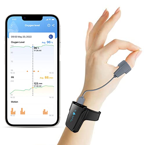 ViATOM Pulsoximeter mit Bluetooth, Sauerstoffsättigung Messgerät Finger und Handgelenk, tragbarer Schlafmonitor Blutsauerstoffmessgerät Finger mit Profi-APP&PC-Bericht von ViATOM
