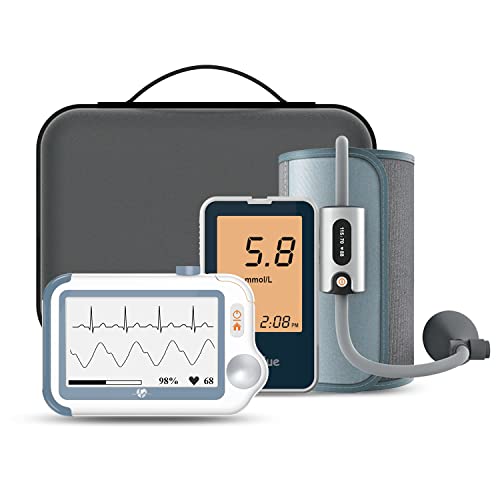ViATOM Tragbarer Bluetooth EKG-Monitor, 24 Stunden Langzeit EKG, Sauerstoffsättigungsmonitor, mit Blutzuckermessgerät, Blutdruckmessgerät, Thermometer, APP für Android & iOS, PC-Bericht von ViATOM
