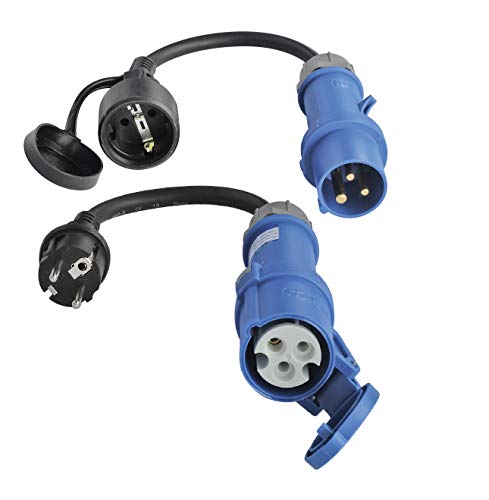 ViD® 2X Adapterleitung CEE 0,3m schwarz 230V 16A 3polig von ViD