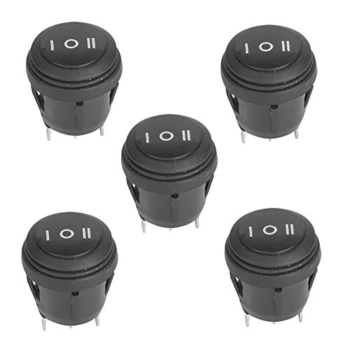 5 Stücke Runde Typ Schalter Schwarz Wippschalter 10A/125 V 6A/250 V SPST 3 Pin 3 Position ON/OFF/ON Snap in Wasserdichte Mini Boot Wippschalter für Auto/Boot von ViaGasaFamido