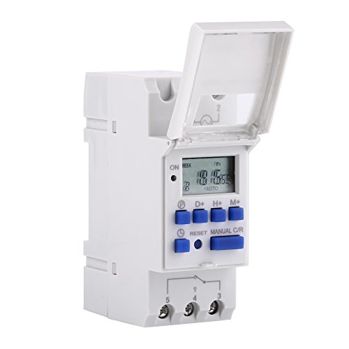 Timer Switch LCD Display Echtzeit Bis Stunde Wöchentlich Programmierbar mit 16 Ein- und Auseinstellungen Elektronische Relaiszeit 3000W Schiene Montiert Timer (12V Englisch) von ViaGasaFamido
