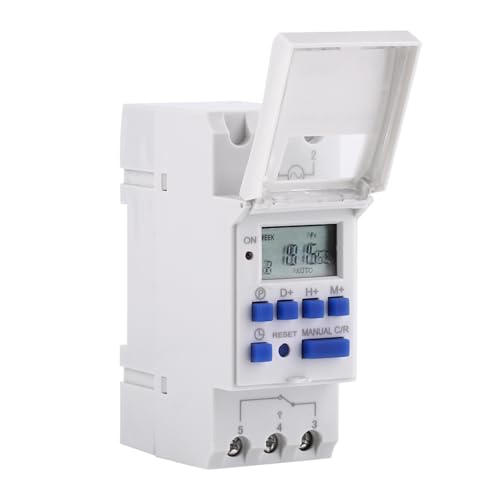 Timer Switch LCD Display Echtzeit Bis Stunde Wöchentlich Programmierbar mit 16 Ein- und Auseinstellungen Elektronische Relaiszeit 3000W Schiene Montiert Timer (24 V Englisch) von ViaGasaFamido
