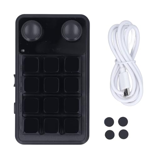 ViaGasaFamido Mechanische Tastatur mit 12 Tasten, Programmierbare Kompakte Tastatur mit RGB-Licht, Zwei Knöpfe, Unterstützt Typ C BT 2,4 G-Verbindung, Blaue Schaltertastatur von ViaGasaFamido