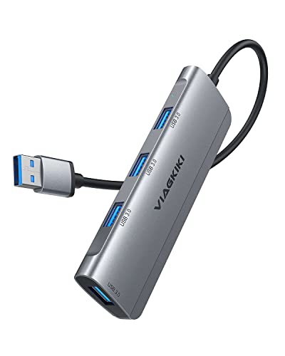 Viagkiki 4-Port USB Hub, USB 3.0 Hub, USB-Splitter für Superspeed-Datenübertragung aus Aluminium – Laptop/Macbook/PS4/PS5/Mac Pro von Viagkiki