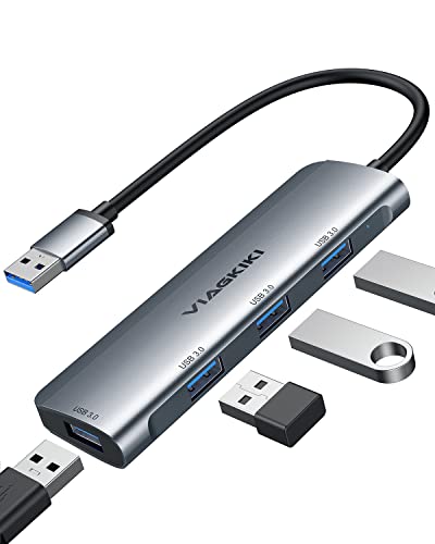 Viagkiki 4-Port USB Hub, USB 3.0 Hub, USB-Splitter für Superspeed-Datenübertragung aus Aluminium – Laptop/Macbook/PS4/PS5/Mac Pro von Viagkiki