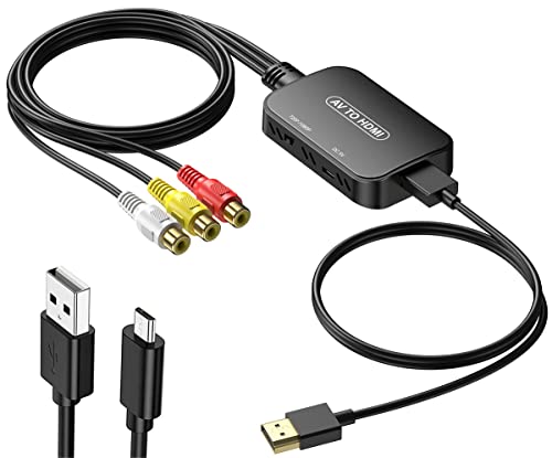 Viagkiki RCA auf HDMI Konverter, AV zu HDMI Adapter, RCA zu HDMI mit HDMI-Kabel Composite Audio Video Konverter für PS1, PS2, PS3, STB, Xbox, VHS, VCR,Black-Ray DVD Players von Viagkiki