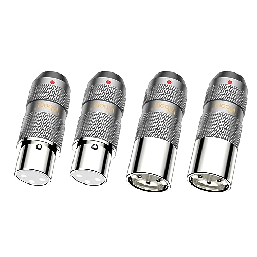 Viborg 2 Male XLR Stecker 3-polig Adapter XLR Lötanschluss+2 Buchse Kupplung female Kabelkonfektionierung Mikrofonstecker-Reines Kupfer rhodiniert 4 Stück von Viborg