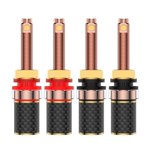 Viborg BP614 4 x Hi-End-Lautsprecherbuchse, reines Kupfer, HiFi-Lautsprecher, Bananenstecker, Schraubverschluss, audiophile Bananenstecker, Karbonfaser-Körper, farbcodiert, für dicke Lautsprecher Viborg BP614 4 x Hi-End-Lautsprecherbuchse, reines Kupfer, HiFi-Lautsprecher, Bananenstecker, Schraubverschluss, audiophile Bananenstecker, Karbonfaser-Körper, farbcodiert, für dicke Lautsprecher von Viborg
