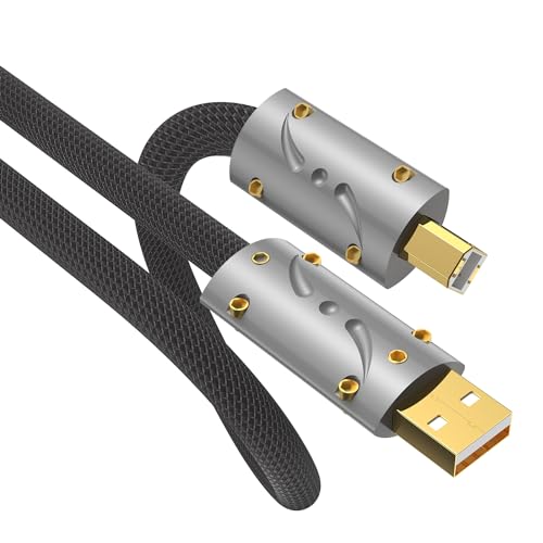 Viborg HiFi USB Kabel 1.8m USB 2.0 Typ A nach B Kabel Versilbertes OFC (Sauerstoff freies Kupfer) Audiokabel HiFi für DAC HIFI-Geräte USB High-End Audiokabel von Viborg