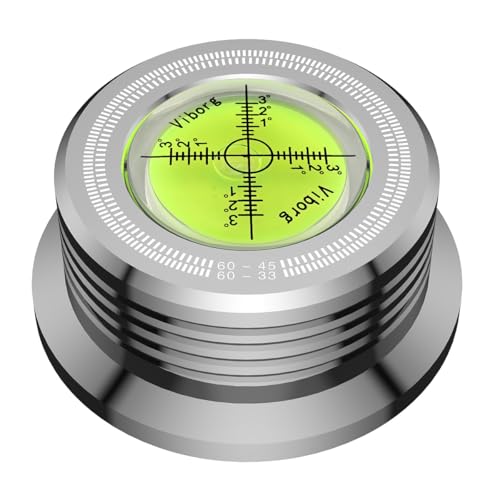 Viborg LP628S Record Weight Disc Stabilisator, Silber 60Hz Plattenspieler Level, 280G (10oz) HiFi 3 in 1 Vibrationssichere Vinylklemme mit Bubble Leveling (60Hz, Silber) von Viborg