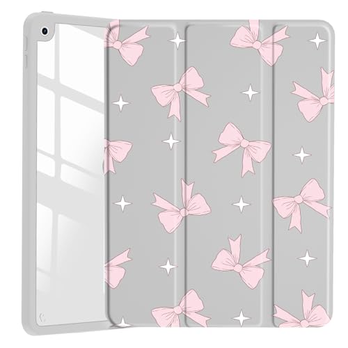 Ästhetische Schutzhülle für iPad (A16) 11. Generation 2025, 11 Zoll / 10. Generation 2022, 27,7 cm (11 Zoll), rosa Schleife, Stern, transparent, Acryl, harte Rückseite, mit Stifthalter, dreifach von VibrantFruitique