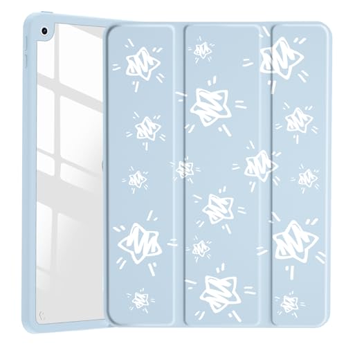 Ästhetische Schutzhülle für iPad 2019/2020/2021 mit 25,9 cm (10,2 Zoll), lustiger glänzender Stern, transparent, Acryl, harte Rückseite, Hybrid-Hülle, mit Stifthalter, dreifach faltbarem Ständer von VibrantFruitique
