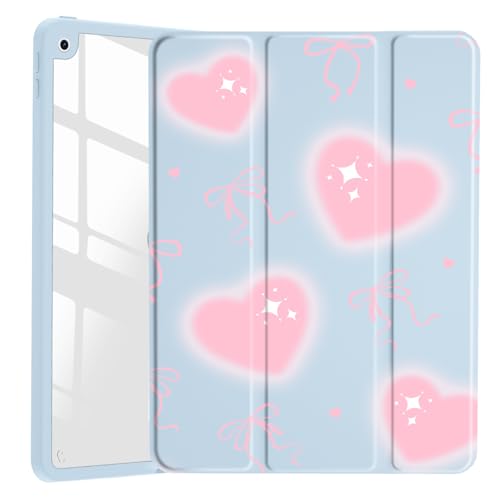 Ästhetische Schutzhülle für iPad Air 6. M2 2024/27,7 cm (11 Zoll), iPad Air 4. 2020/Air 5. 2022, Dreamy Pink Heart Clear Acrylic Hard Back Hybrid-Hülle mit Stifthalter, dreifach faltbarem Ständer von VibrantFruitique