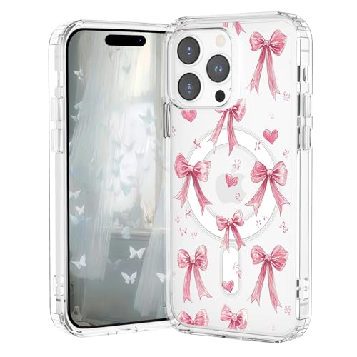 VibrantFruitique Magnetische transparente Schutzhülle für iPhone 15 Pro Max, rosa Schleife, kompatibel mit MagSafe, weiches TPU, stoßfest, mit integriertem Magnetring, für Damen und Mädchen VibrantFruitique Magnetische transparente Schutzhülle für iPhone 15 Pro Max, rosa Schleife, kompatibel mit MagSafe, weiches TPU, stoßfest, mit integriertem Magnetring, für Damen und Mädchen von VibrantFruitique