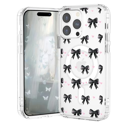 VibrantFruitique Y2k Schutzhülle für iPhone 14 Pro Max, magnetisch, transparent, mit schwarzer Schleife, kompatibel mit MagSafe, weiches TPU, stoßfest, mit integriertem Magnetring, für Damen und VibrantFruitique Y2k Schutzhülle für iPhone 14 Pro Max, magnetisch, transparent, mit schwarzer Schleife, kompatibel mit MagSafe, weiches TPU, stoßfest, mit integriertem Magnetring, für Damen und von VibrantFruitique