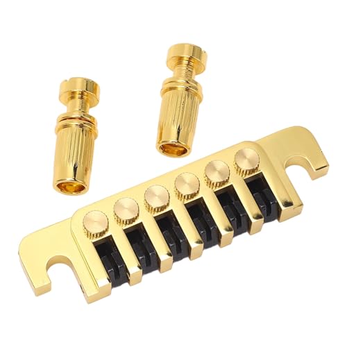 Vibrivio Gitarrenbrücke Saitenhalter Reversible Wrap Around Sattel Bridge Stop für LP EPI Style E-Gitarren Gold Finish Kompatibel mit verschiedenen Modellen Vibrivio Gitarrenbrücke Saitenhalter Reversible Wrap Around Sattel Bridge Stop für LP EPI Style E-Gitarren Gold Finish Kompatibel mit verschiedenen Modellen von Vibrivio