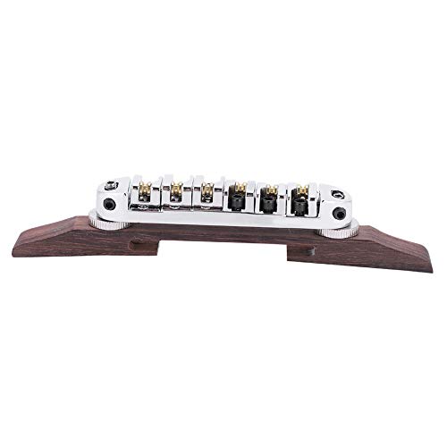 Vibrivio Saitenhalter Rosenholz Basissteg mit Rolle für 6 Saiten LP SG Jazz Gitarre, Gitarrenteil, Rollenbrücke Saitenhalter, 14,5 cm lang, Schwarz und Braun von Vibrivio